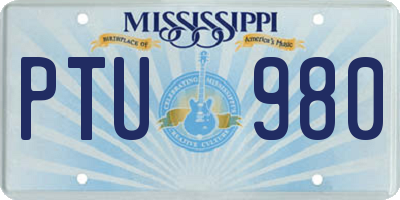 MS license plate PTU980