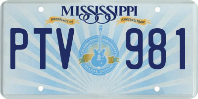 MS license plate PTV981