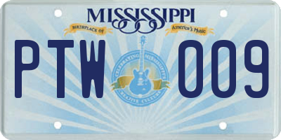 MS license plate PTW009