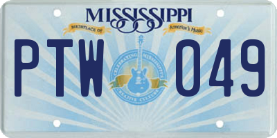 MS license plate PTW049