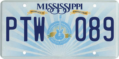 MS license plate PTW089