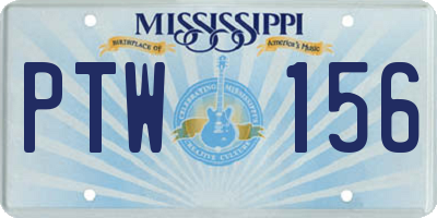 MS license plate PTW156