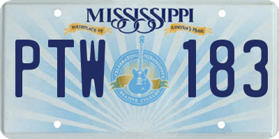 MS license plate PTW183