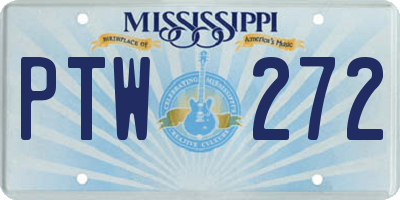 MS license plate PTW272