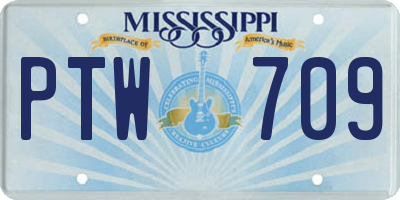 MS license plate PTW709