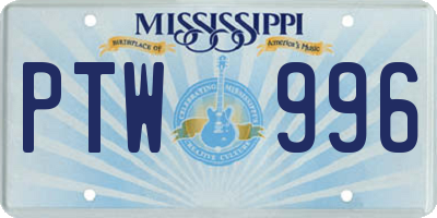 MS license plate PTW996