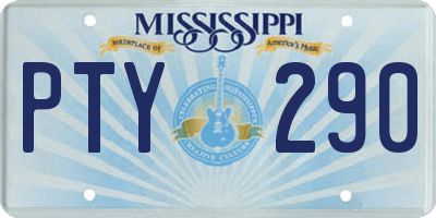 MS license plate PTY290