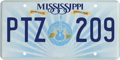 MS license plate PTZ209