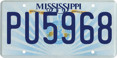 MS license plate PU5968