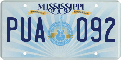 MS license plate PUA092