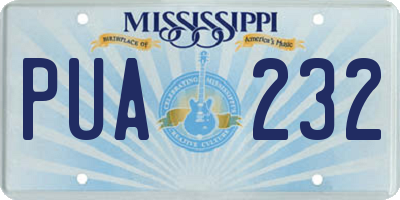 MS license plate PUA232