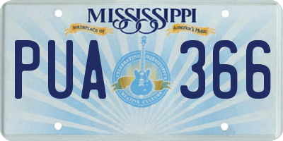 MS license plate PUA366