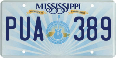 MS license plate PUA389