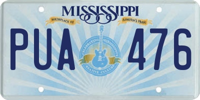 MS license plate PUA476