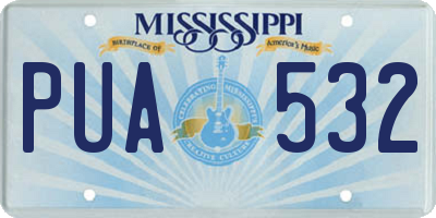 MS license plate PUA532