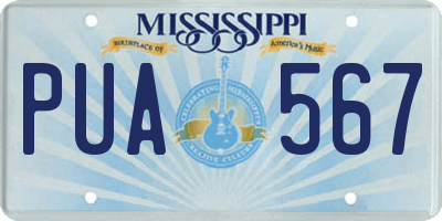 MS license plate PUA567