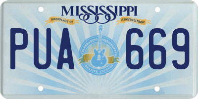 MS license plate PUA669