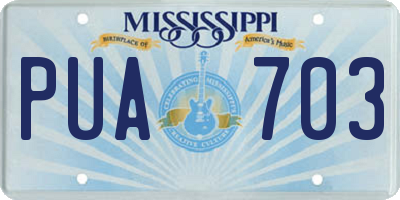 MS license plate PUA703