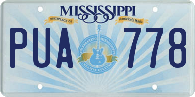 MS license plate PUA778