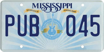 MS license plate PUB045