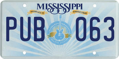 MS license plate PUB063