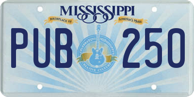 MS license plate PUB250