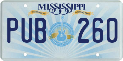 MS license plate PUB260