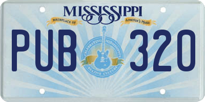 MS license plate PUB320