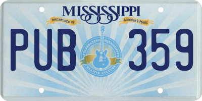 MS license plate PUB359