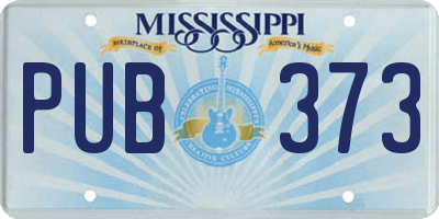 MS license plate PUB373