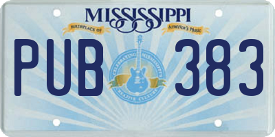 MS license plate PUB383