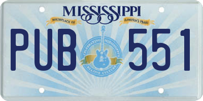 MS license plate PUB551