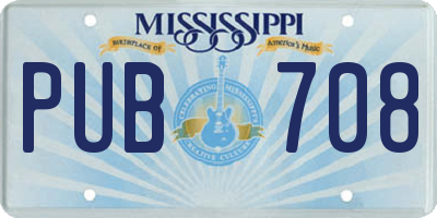 MS license plate PUB708