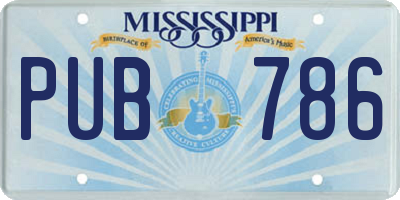 MS license plate PUB786