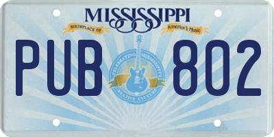 MS license plate PUB802