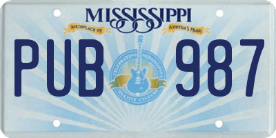 MS license plate PUB987