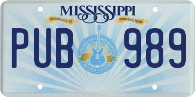 MS license plate PUB989