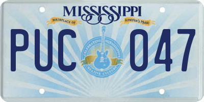 MS license plate PUC047