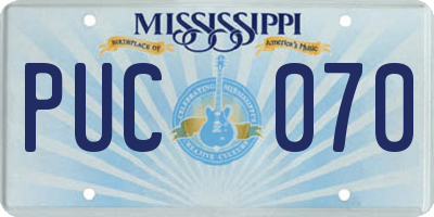 MS license plate PUC070