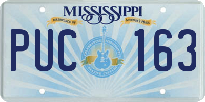 MS license plate PUC163