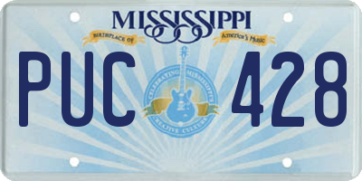 MS license plate PUC428