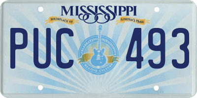 MS license plate PUC493