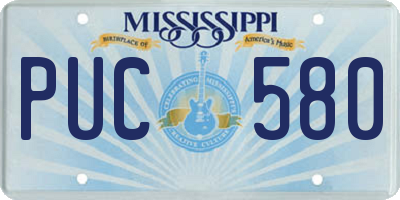 MS license plate PUC580