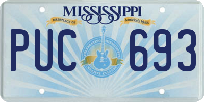 MS license plate PUC693