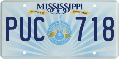 MS license plate PUC718