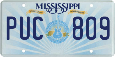 MS license plate PUC809