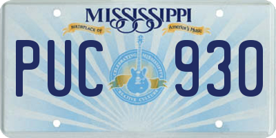 MS license plate PUC930