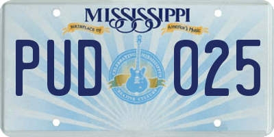 MS license plate PUD025
