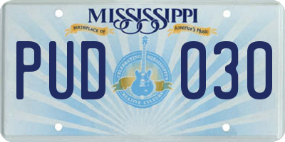 MS license plate PUD030