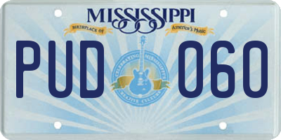 MS license plate PUD060